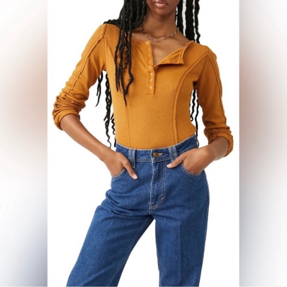 Free People Sloane Bodysuit in Amber size xsmall